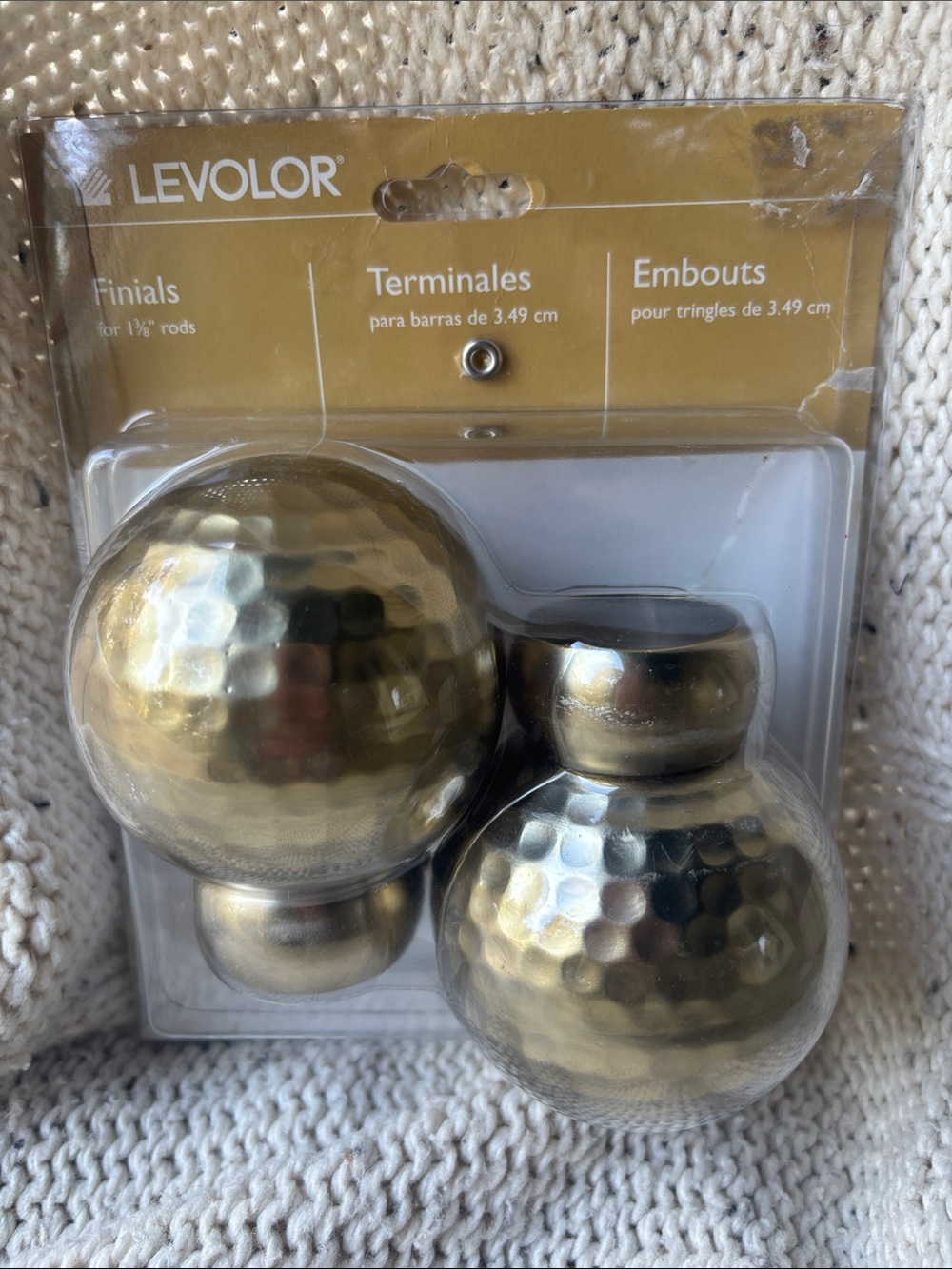Levolor finials hammered brass balls 1 3/8"